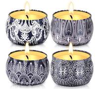 Hausware Candele alla citronella, confezione da 4 candele alla citronella, per esterni, profumate in cera di soia per interni, portatili, da viaggio, set regalo per casa, giardino, patio, balcone,