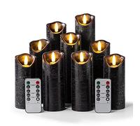 Hausware Candele Led Candele Senza Fiamma Candele Elettriche Candele a Batteria Candele Finte (Nero,set di 9)