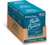 HAUTE COUTURE - Colorante Per Tessuti Blu - 3x350g - Blu Anatra - Tintura per Tessuti Tutto in uno - Pronta all'uso per Vestiti e Tessuti