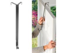 Haute Decor Adapt Adjustable Wreath Hanger, Top & Length Adjustable Version Brushed Nickel, Strong Over The Door Hook - Fits Most Door Styles and Size