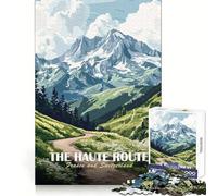 Haute Route︰ Francia e Svizzera Puzzle da 1000 pezzi per adolescenti Sfida intelligente Hobby rilassante Lucchetto di sicurezza Regalo per le vacanze (38x26cm)