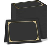 HAUTOCO 120 cartelline per diploma, colore nero, con bordo in lamina d'oro, per cartoncini di dimensioni 21 x 28 cm, premi, lauree