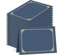 HAUTOCO - Confezione da 50 porta certificati blu navy, copertine per diplomi con bordo in lamina d'oro, porta diplomi per certificati di premio formato lettera 21,6x27,9 cm, cartoncino, fogli per