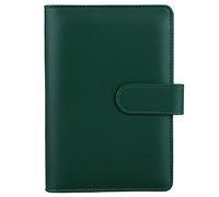 HAUTOCO Raccoglitore A6 ricaricabile in pelle sintetica a 6 anelli per carta e buste di bilancio, copertina per pianificatore personale con fibbia magnetica, verde scuro