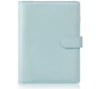 HAUTOCO - Raccoglitore ad anelli in pelle PU A5, raccoglitore per blocco per appunti A5, organizer, planner, per fogli ricaricabili in formato A5, con chiusura magnetica, blu menta