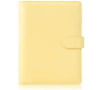 HAUTOCO Raccoglitore ad anelli, formato A5, a 6 fori, formato A5, ricaricabile, in pelle PU, per ufficio, scuola, (senza carta interna), colore giallo