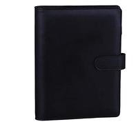 HAUTOCO - Raccoglitore ad anelli in pelle PU A5, raccoglitore per blocco per appunti A5, organizer, planner, per fogli ricaricabili in formato A5, con chiusura magnetica, nero