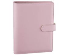 HAUTOCO - Raccoglitore ad anelli in pelle PU A5, raccoglitore per blocco per appunti A5, organizer, planner, per fogli ricaricabili in formato A5, con chiusura magnetica, rosa