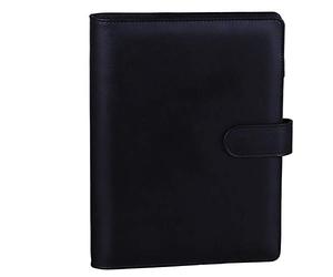 HAUTOCO - Raccoglitore ad anelli in pelle PU A5, raccoglitore per blocco per appunti A5, organizer, planner, per fogli ricaricabili in formato A5, con chiusura magnetica, nero