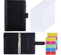 HAUTOCO Raccoglitore Budget con Buste con Cerniera Organizer per Denaro Contante, Agenda Budget con Buste per Risparmiare Denaro, Nero