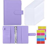 HAUTOCO Raccoglitore budget con buste con cerniera, organizer per denaro per budget in contanti, raccoglitore per risparmiare denaro con tasche ed etichette A6, lavanda
