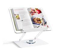 HAUTOCO Supporto per libri regolabile in acrilico, girevole a 360°, con clip laterali elastiche, libro di cucina pieghevole per ricette, spartiti, tablet, laptop, bibbia, scuola, ufficio