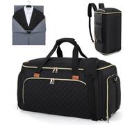Hautton Porta Abiti da Viaggio 50L con Tracolla e Scomparto per le Scarpe, Borsa da Viaggio Convertibile 2 in 1 da Appendere per Abiti da Uomo per Viaggi d'affari -Nero