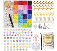 HavaCue 11365 Pezzi Mini Perline Vetro Perle,3mm 24 colori Perline per Fare Braccialetti, Friendship Bracelet kit con Letterine,Corallini per Braccialetti Ä Ö Ü ß per Fai da te Collane Artigianali