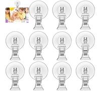 Havacue 12 Pezzi Clip a Ventosa, Gancio a Ventosa Porta Clip, Clip in Plastica Trasparente con Ventosa, Clip con Supporto a Ventosa per Supermercato, Negozio, Acquario, Casa, Finestra