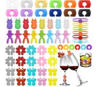 HavaCue 60 Pezzi Segna Bicchieri Calici,Riutilizzabili Segnabicchieri Silicone, Segnabicchieri per Bicchier e Calici, Acqua, Segna Bicchiere, Segnaposto Bicchieri Natale