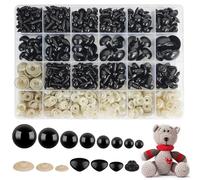 HavaCue 640 Pezzi Occhi Amigurumi Schwarz Amigurumi Kit Occhi 6-20mm Occhi Per Pupazzi Plastica Occhi di Sicurezza Per Amigurumi Con Rondelle Per Animali all'Uncinetto Bambola Pupazzo Peluche