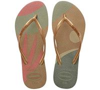 Havaianas Slim Palette Glow, Infradito Bambina, Multicolore (Sabbia Grigio/Dorato), 23/24 EU