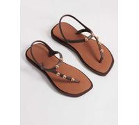 Havaianas - Infradito marroni con punta squadrata e borchie-Marrone 37-38