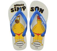 Havaianas Infradito Uomo Simpsons White Blue Ciabatte Mare Piscina Gomma Antiscivolo Flip Flop Estive Originali (Sistema Taglie Calzature EU, Adulto, Uomo, Numero (range), Media, 45, 46)