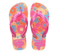 Havaianas - Kids Flores, Infradito, Comode, Resistenti E Divertenti, Suola Con Stampa Floreale, Cinghie Metalliche E Suola Antiscivolo, Bambine e ragazze, Peach, 23/24 EU