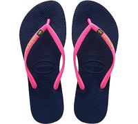 Havaianas Slim Brasil Logo, Infradito Donna, Navy Blue, 33/34 EU