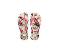 Havaianas - Slim Disney Stylish, Comfortable, Lightweight, and Stylish Flip-Flops, Disney Designs, Thin Straps & Non-Slip Sole, Women, White Pink Flux, 7.5/8 UK