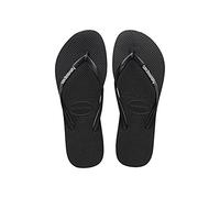 Havaianas Slim Logo, Infradito Donna, Black White, 45/46 EU