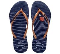 Havaianas Slim Nautical, Infradito Donna, Blu/Oro Rosa (Blu Navy/Oro Rosa), 33/34 EU