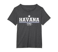 Havana Cuba Maglietta, Donna Plus-Size, Grigio Scuro, 3X