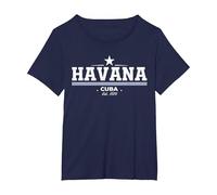 Havana Cuba Maglietta, Donna Plus-Size, Navy, 5X
