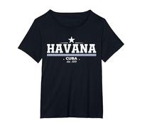 Havana Cuba Maglietta, Donna Plus-Size, Nero, 1X