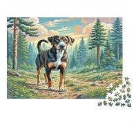 Havanese - Carta resistente - Cane nero e fulvo sul sentiero della foresta - Puzzle - Arredamento casa da collezione - 38x26cm/1000 pezzi