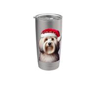 Havanese con cappello di Babbo Natale Natale cane proprietario amante mamma Bicchiere termico in acciaio inox doppia parete