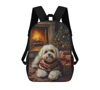 Havanese Dog in Christmas Sweater by Fireplace Zaino Per Bambini Borsa Scolastica Per Ragazzi Cartone Animato Stampa 3D Borsa Scolastica Per Studenti Zaino Per Laptop Per Ragazzi E Ragazze 17inch