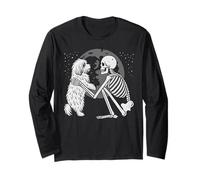 Havanese Dog Skeleton Moon Halloween Dog Lover Maglia a Manica
