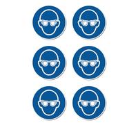 Havati Utilizzare la protezione degli occhi, segno di obbligazione: M004 - DIN EN ISO 7010 / ASR A1.3 - Adesivi: Ø 5 cm, 6 pezzi