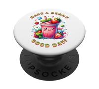 Have A Berry Good Day Kids Cute Japan Kawaii Strawberry Boba PopSockets PopGrip Adesivo