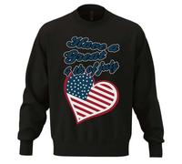 Have A Great 4th Of July United States Flag Love Heart Graphic Unisex Oversize Misto Cotone Felpa Pesante Nera, Nero , L Plus
