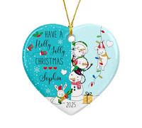 Have A Holly Jolly Christmas Ceramic Ornaments, Personalizzato Snowman Family of 3 Christmas Ornament 2025, Merry Christmas Hanging Ornament Gifts for Family Friends, Custom Holly Jolly Xmas Ornament