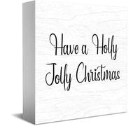 Have A Holly Jolly Christmas Scatola di Legno Cartello Decorativo Divertente Ufficio Home Decor Rustico Casale Quadrato Scrivania Cartello per Mensola 12,7 x 12,7 cm