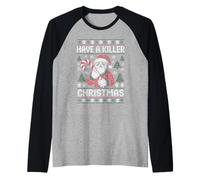 Have A Killer Christmas - Divertente Teschio di Babbo Natale Maglia con Maniche Raglan
