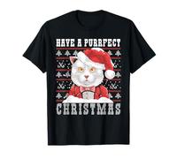 Have a Purrfect Christmas Ugly Christmas Gatti Maglietta