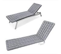 HAVE A SEAT Luxury - Cuscino per sdraio da giardino (grigio chiaro), 200 x 60 cm, spessore 8 cm, lavabile a 95 °C, ortopedico, comodo cuscino imbottito per lettino, sedia a sdraio, lettino relax