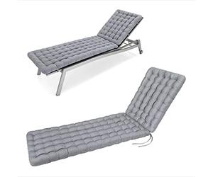 HAVE A SEAT Luxury - Cuscino per sdraio da giardino (grigio chiaro), 200 x 60 cm, spessore 8 cm, lavabile a 95 °C, ortopedico, comodo cuscino imbottito per lettino, sedia a sdraio, lettino relax