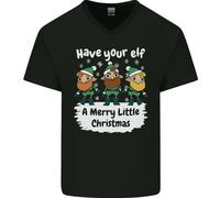 Have Your Elfo A Merry Piccolo Natale Uomo Scollo A V Cotone T-Shirt