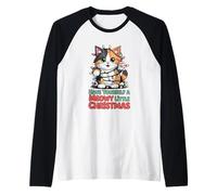 Have Yourself A Meowy Little Christmas, Simpatico Gattino Calico Maglia con Maniche Raglan