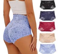 Havejoy Pacco da 5 Slip Modellante Donna Pancia Piatta Vita Alta Moda Mutande Pizzo Curvy Trasparenti Biancheria Intima Guaina Contentiva Perizoma Snellente Culotte Parigamba Mutandine Sexy Underpants