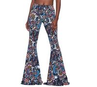 Havejoy Pantaloni Donna Zampa di Elefante Anni 70 Elasticizzato Vita Alta Hippie Chic Leggings a Campana Push Up Pantalone Largo Estivo a Fantasia Pantacollant Danza Disco Moda Streetwear Flared Pants