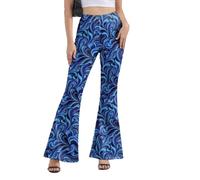 Havejoy Pantaloni Donna Zampa di Elefante Anni 70 Elasticizzato Vita Alta Hippie Chic Leggings a Campana Push Up Pantalone Largo Estivo a Fantasia Pantacollant Danza Disco Moda Streetwear Flared Pants